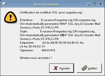 Avertissement SSL